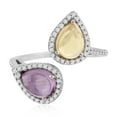 thumbnail image 1 of KIRAN FINE JEWEL Pear Purple Amethyst Citrine Cocktail Band Ring 925 Sterling Silver Wedding Women Gemstone Statement Jewelry Gift For Her, 1 of 5