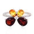 thumbnail image 1 of KIRAN FINE JEWEL Pear Red Garnet Citrine Daisy Cocktail Band Ring 925 Sterling Silver Wedding Women Gemstone Statement Jewelry Gift For Her, 1 of 5