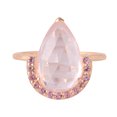 thumbnail image 1 of KIRAN FINE JEWEL Pear Rose Quartz Tourmaline Cocktail Band Ring Rose Gold Plated 925 Silver Wedding Women Gemstone Statement Jewelry Gift For Her, 1 of 1