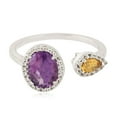 thumbnail image 1 of KIRAN FINE JEWEL Round Purple Amethyst Citrine Cocktail Band Ring 925 Sterling Silver Wedding Women Gemstone Statement Jewelry Gift For Her, 1 of 5