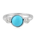 thumbnail image 1 of KIRAN FINE JEWEL Round Turquoise Turquoise Topaz Three Stone Ring 925 Silver Wedding Anniversary Engagement Band Ring Statement Jewelry Gift For Her, 1 of 5