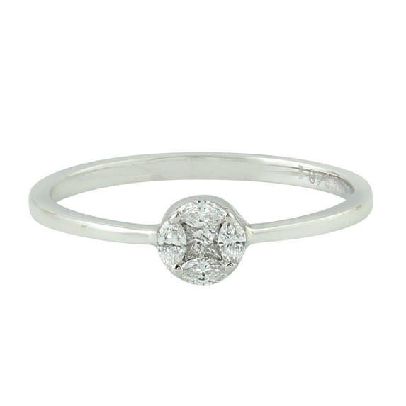 KIRAN FINE JEWEL Round White CZ Diamond Stackable Ring 925 Sterling Silver Wedding Anniversary Engagement Band Ring Statement Jewelry Gift For Her