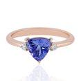 thumbnail image 1 of KIRAN FINE JEWEL Trillion Blue Tanzanite CZ Diamond Cocktail Band Ring Rose Gold Plated 925 Silver Wedding Band Ring Statement Jewelry Gift For Her, 1 of 5