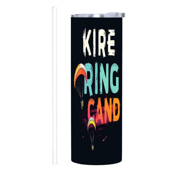 KIRE CRINO CAN 20 oz Stainless Steel Insulated Tumbler - Colorful Pattern Double Wall with Lid & Straw - Perfect for Home Office & Travel