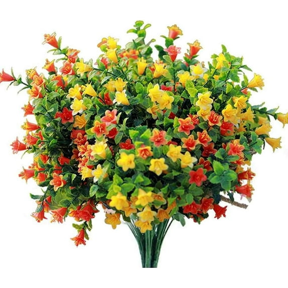 KIRIFLY 13.8” Artificial Plastic Cemetery Flowers Outdoor Bouquet (8 Count)