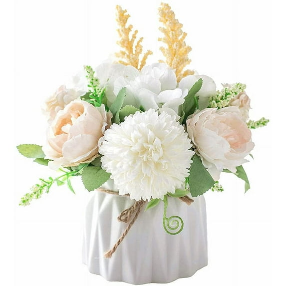 KIRIFLY 20cm Artificial Silk White Peonies Wedding Bouquet