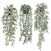 KIRIFLY Artificial Plants Hanging Fake Decor 3Pcs Faux Potted Eucalyptus Plants for Bathroom Home Office Desk Wall Shelf Bookcase Accessories Decor Indoor