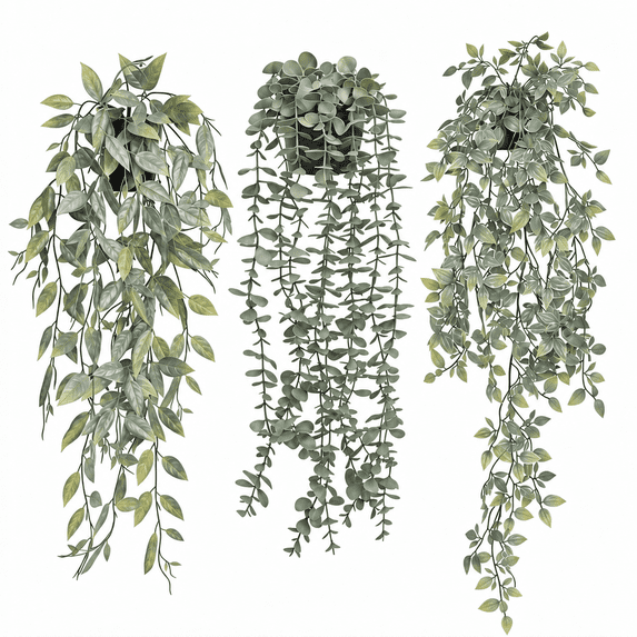 KIRIFLY Artificial Plants Hanging Fake Decor 3Pcs Faux Potted Eucalyptus Plants for Bathroom Home Office Desk Wall Shelf Bookcase Accessories Decor Indoor