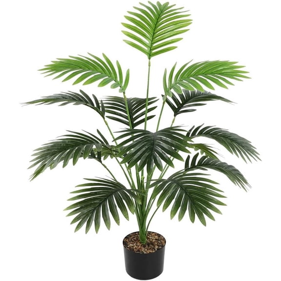 KIRIFLY 40" Artificial Palm Tree in Black Plastic Planter, 18 pieces