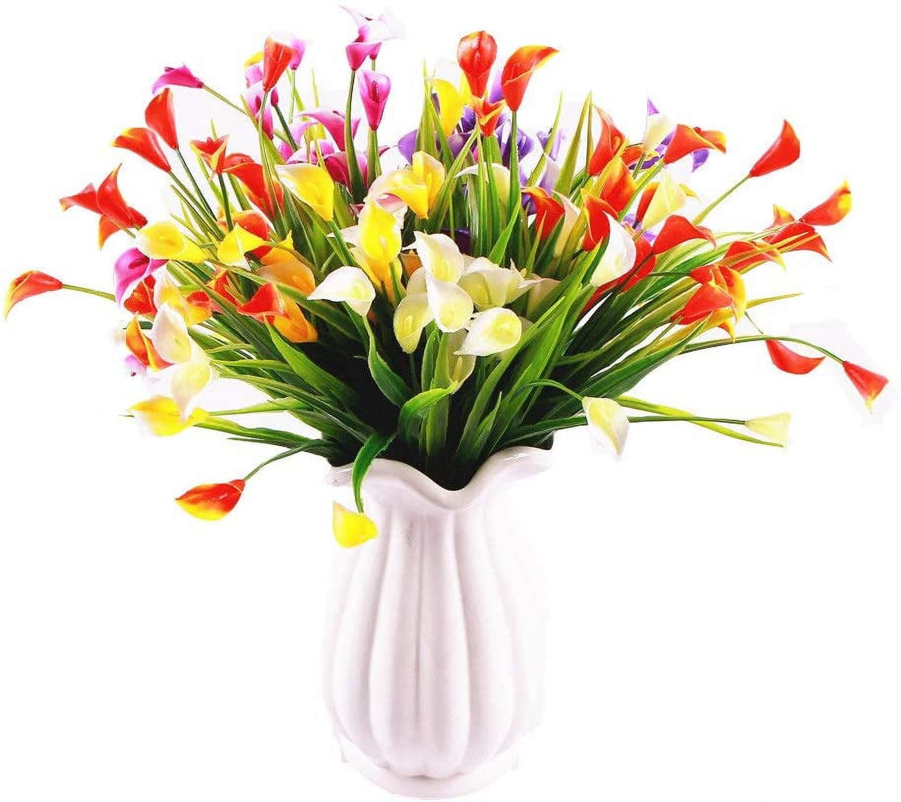 KIRIFLY 15” Artificial Plastic Green Calla Lily Bouquet (6 Count)