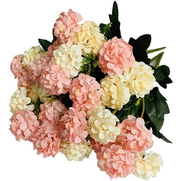 KIRIFLY Artificial Flowers Fake Mini Hydrangea Bulk Wedding Decoration Silk Bouquet Peony Decor Plastic Flower Arrangements Table Centerpieces 3 packs(Cream pink)