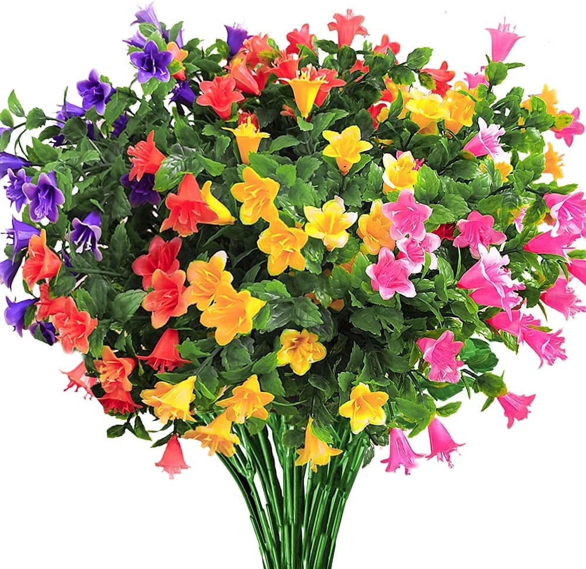 KIRIFLY Artificial Flowers Plastic Multicolor UV Resistant 6 Bundles Bouquet