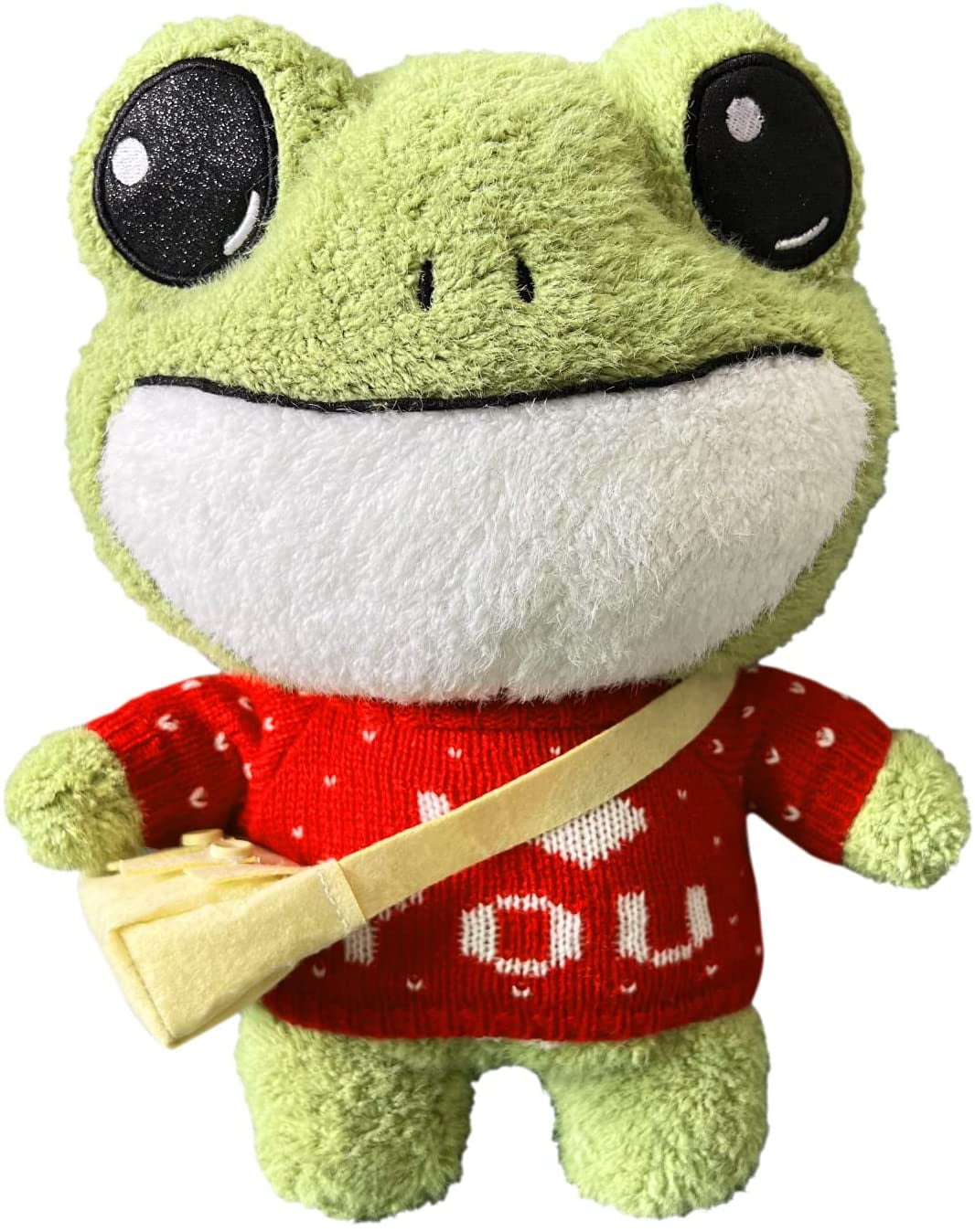 KIRIGAMI Frog Plush, 11.8-inch Frog Stuffed Animal Toy, Soft Cute Variety  Cartoon Green Frog Plushie with Cloths and Bag, Standing Stuffed Frog Gift