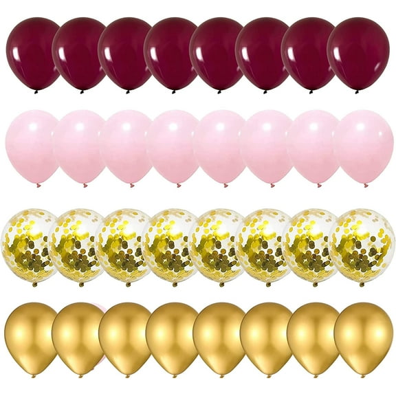 KIRIKOU 138pcs Burgundy Pale Pink and Gold Balloon Garland Arch Kit 18" 12" 10" 5" Chrome Metallic Confetti Pastel Latex Balloons for Birthday Wedding Baby Shower Party Decors