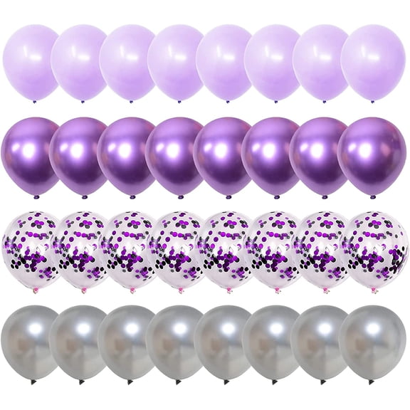 KIRIKOU 138pcs Purple and Silver Balloon Garland Arch Kit 18" 12" 10" 5" Chrome Metallic Confetti Pastel Latex Balloons for Birthday Wedding Baby Shower Party Decors