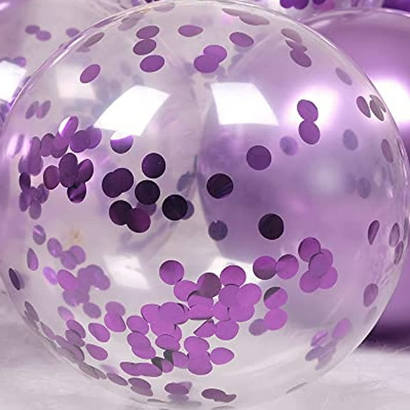 KIRIKOU Pack of 24 Pieces Confetti Balloons 12 Inch Latex Party Balloons for Party Decorations, Wedding, Engagement, Bridal, Birthday and Shower(Purple)