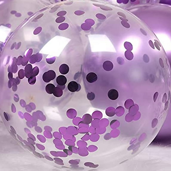 KIRIKOU Pack of 24 Pieces Confetti Balloons 12 Inch Latex Party Balloons for Party Decorations, Wedding, Engagement, Bridal, Birthday and Shower(Purple)