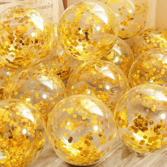 KIRIKOU Pack of 24 Pieces Confetti Balloons 12 Inch Latex Party Balloons for Party Decorations, Wedding, Engagement, Bridal, Birthday and Shower(Gold)