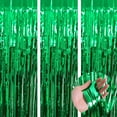 thumbnail image 1 of KIRIKOU Pack of 3 Green Foil Fringe Curtains Backdrop Party Decoration, 3.2ft x 6.5ft Metallic Tinsel Curtain Photo Backdrop for Birthday Bachelorette Party Bridal Baby Shower Decorations, 1 of 2