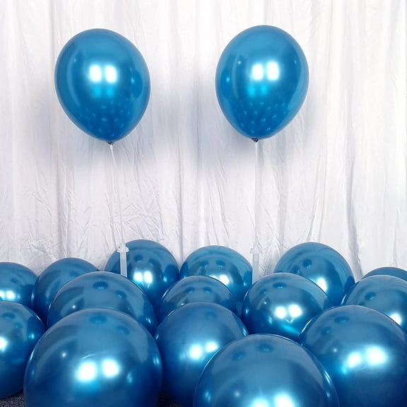 KIRIKOU Party Balloons 12inch 50pcs Thick Latex Metallic Balloons Chrome Balloons Birthday Shiny Balloons Party Decoration Wedding Birthday Baby Shower Christmas Helium Balloons - Blue