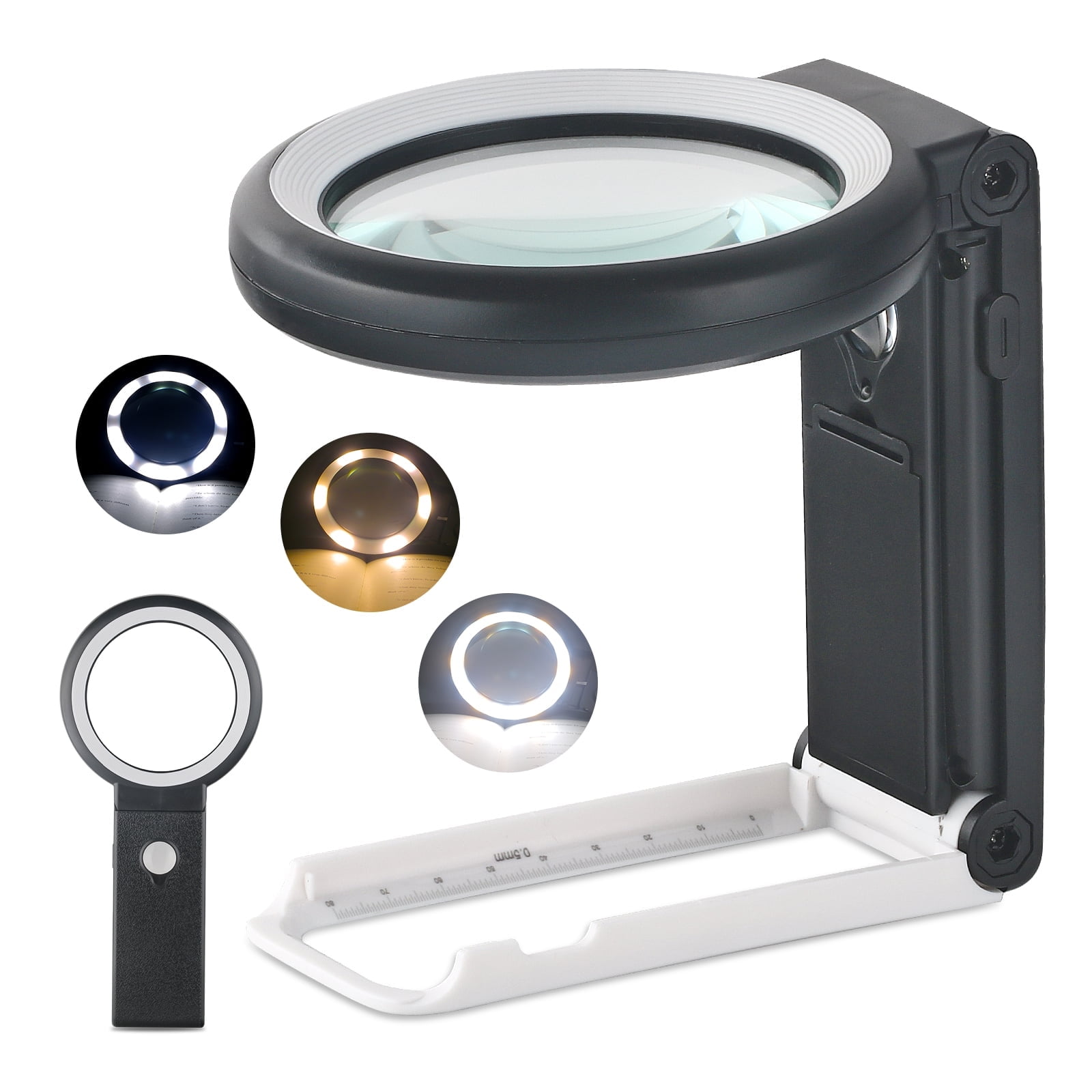  Super Large Magnifying Glass with LED Lights Loupe Magnifier  Illuminated Old Man Reading Coins Handheld Reading Glasses loupes jewelers  loupes 100x for weed travel-cases magnifier- with light wireless :  Everything Else