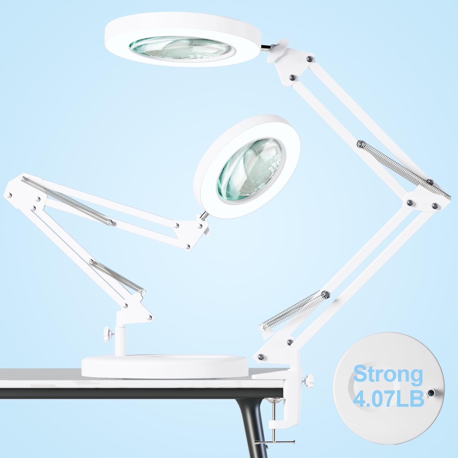 KIRKAS Magnifying Glass with Light and Stand, Real Glass 2-in-1 Desk Lamp & Clamp, 3 Color Modes Stepless Dimmable, LED Lighted Magnifier with Light for Hobby Reading Crafts Repair Close Works