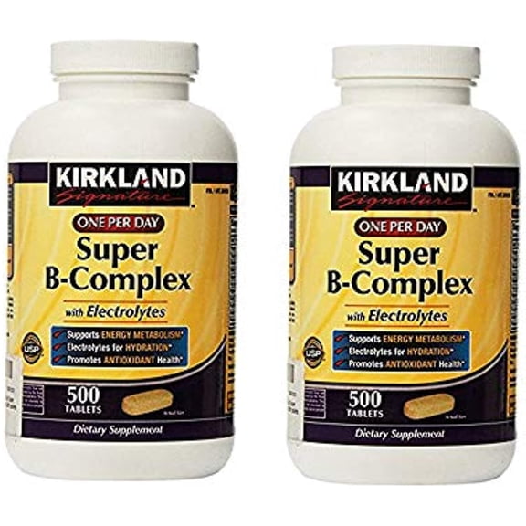 KIRKLAND SIGNATURE One Per Day Super B-Complex with Electrolytes, 1000 Count (Pack of 2)