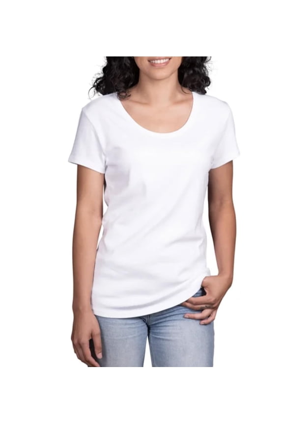 Women's Scoop Neck Short Sleeve Pima Cotton Tee (US, Alpha, Large, Regular, Regular, White)