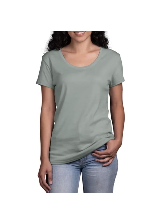 Women's Scoop Neck Short Sleeve Pima Cotton Tee (US, Alpha, Medium, Regular, Regular, Green)
