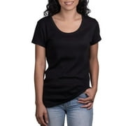 Kirkland Signature Womens Scoop Neck Short Sleeve Pima Cotton Tee US, Alpha, Small, Regular, Regular, Black