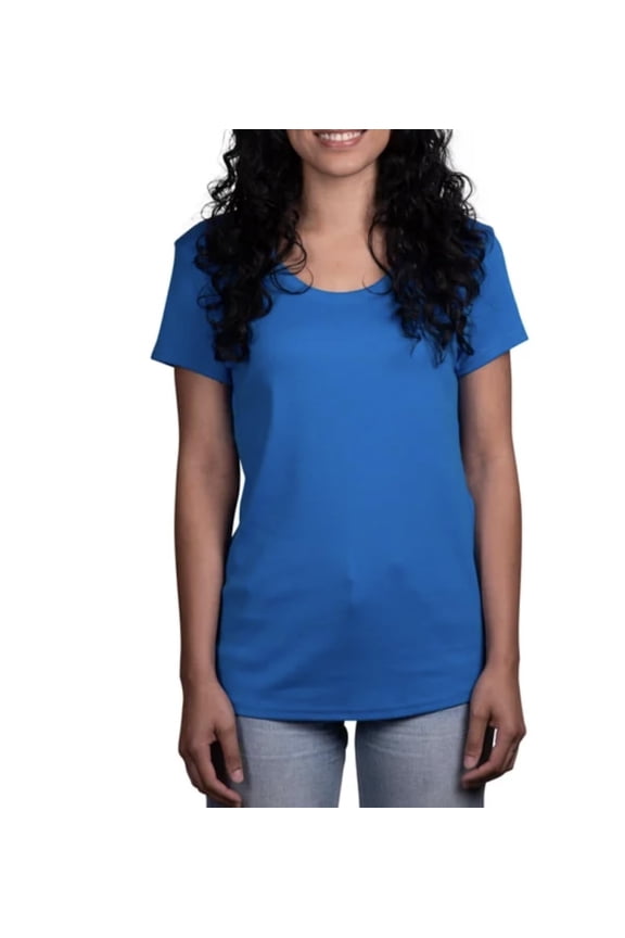 Women's Scoop Neck Short Sleeve Pima Cotton Tee (US, Alpha, X-Large, Regular, Regular, Blue)