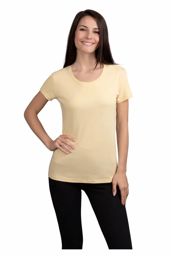 Women's Short Sleeve Scoop Neck Pima Cotton T-Shirt (US, Alpha, Small, Regular, Regular, Yellow)