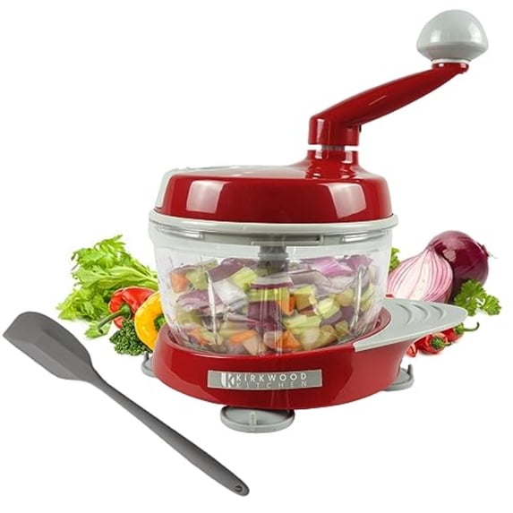 KIRKWOOD KITCHEN Multi-function Manual Food Processor Kitchen Meat Grinder Vegetable Chopper Slicer Spinner Dicer for Fruits Herbs Lettuce Salad Foods