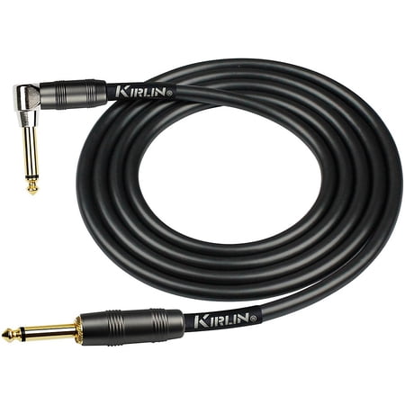 Kirlin 22AWG Instrument Cable, Carbon Black, 1/4" Straight to Right Angle 10 ft.