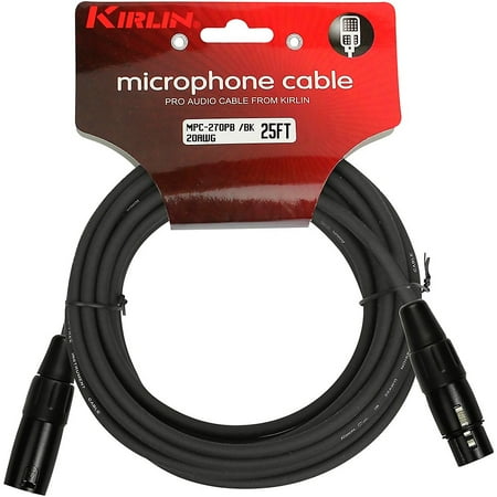 KIRLIN Microphone Cable 25 ft. Black