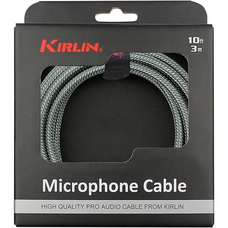 KIRLIN XLR Male To XLR Female Microphone Cable - Olive Green Woven Jacket 10 ft.