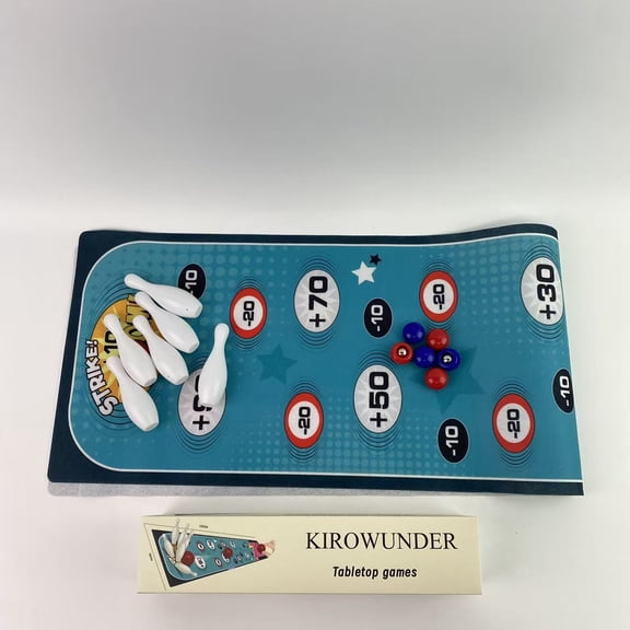 KIROWUNDER Party games,Tabletop Bowling Alley Game - Family Board Game and Adults - Includes 10 Bowling Pins