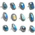 thumbnail image 1 of KIRTI GEMS Assorted Natural Lapis Lazuli Rings with Brass and Silver Plating, Sizes 6-10 (Pack of 5), 1 of 1