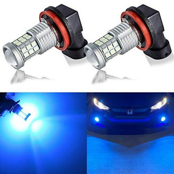 KISLED Super Bright 3000lm H8 H11 LED Fog Lights Bulbs DRL High Power 3030 Chips with Projector Lens Replacement for Cars Trucks, Ice Blue