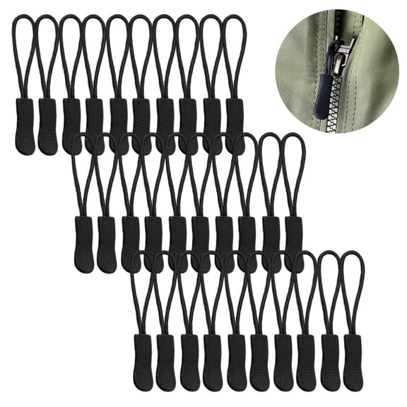 KISMIS 10Pcs/20Pcs/30Pcs Zipper Head Extension Cord Tags Pulls, Durable Slider Cord Rope Puller Ends with Lock Zip Clip Buckle, Ideal for Bag Repair, Outdoor Gear, Backpacks, and Luggage