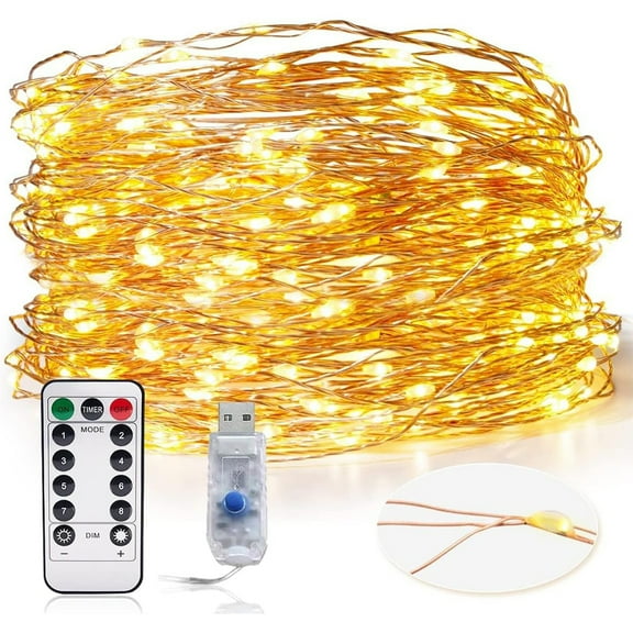 KISPATTI 99Ft 300 Warm White Led Fairy Lights with Remote Control Timer Waterproof Copper Wire Twinkle Lights for Bedroom Indoor Outdoor Wedding Dorm Christmas Decorations
