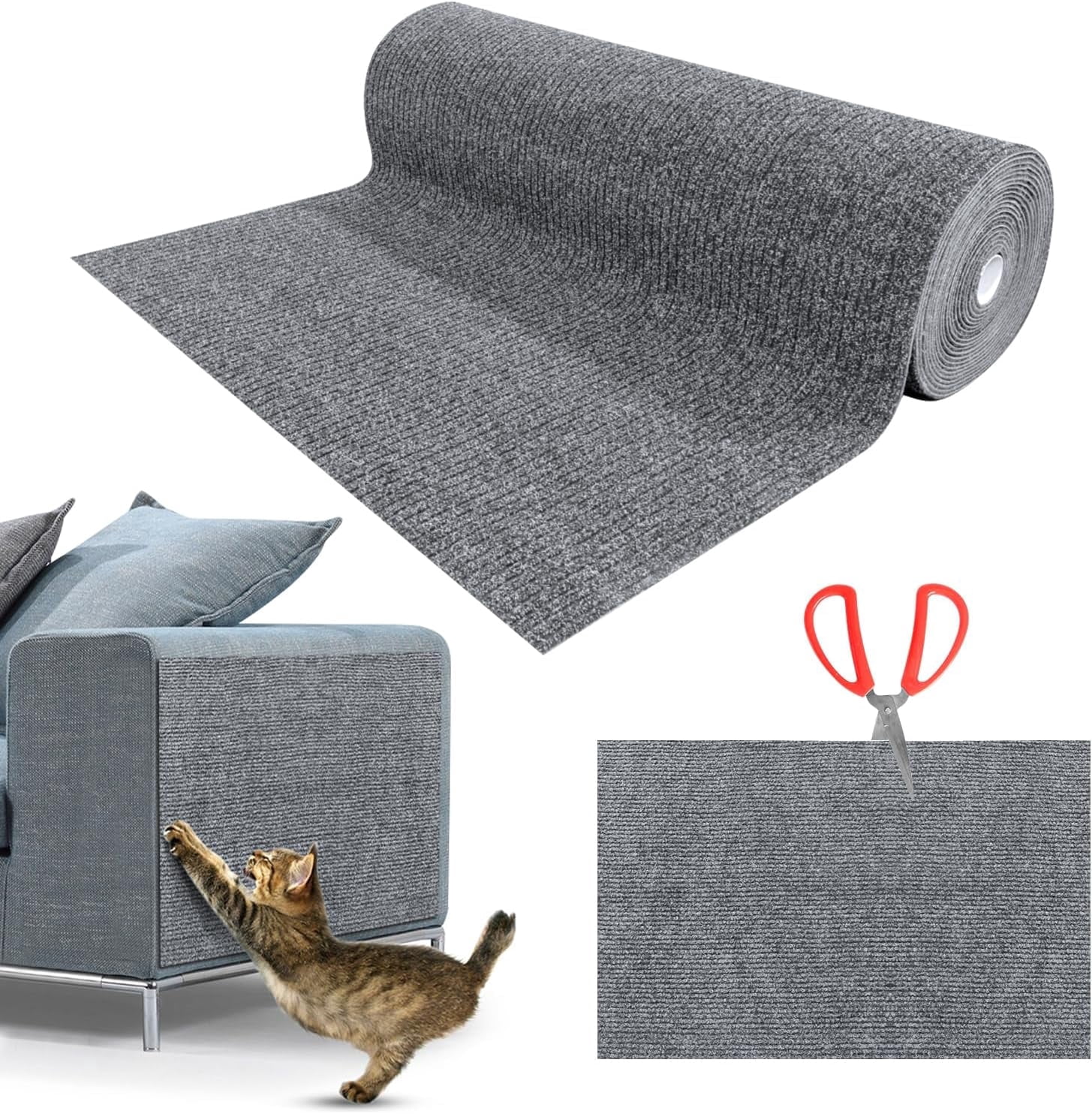 KISPATTI Cat Scratcher Mat, 78.7"x15.7" Self-Adhesive Trimmable Cat ...