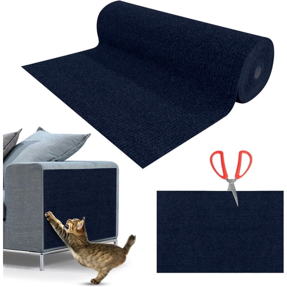 KISPATTI Cat Scratcher Mat, 78.7"x15.7" Self-Adhesive Trimmable Cat Scratching Pad with Scissor, Cat Wall Climbing Scratcher Mat for Furniture Couch Protection