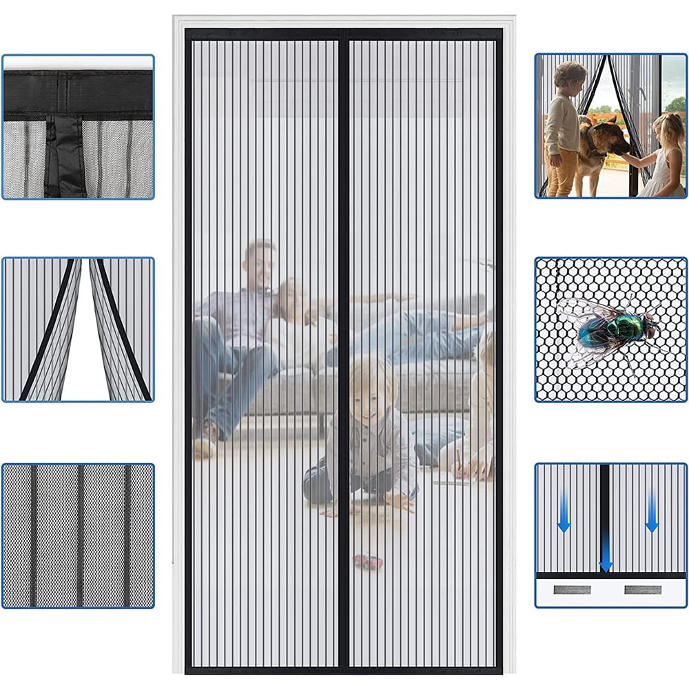 KISPATTI Magnetic Screen Door - Mesh Net Doorway Magnet Closure Keeps Bugs Out, Lets Cool Air in