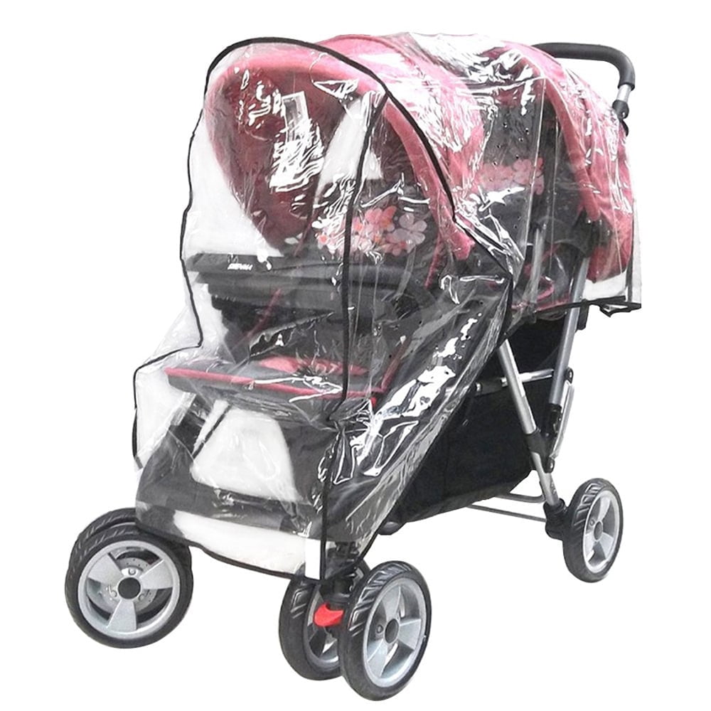 KISPATTI Universal Baby Stroller Plastic Rain Cover & Weather Shield, Clear Vinyl Infant Car Seat Carriage Umbrella, Winter Snow Wind Protection Travel Accessories