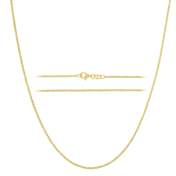KISPER Gold Chain Necklace for Women Cable Link Plated 925 Sterling Silver