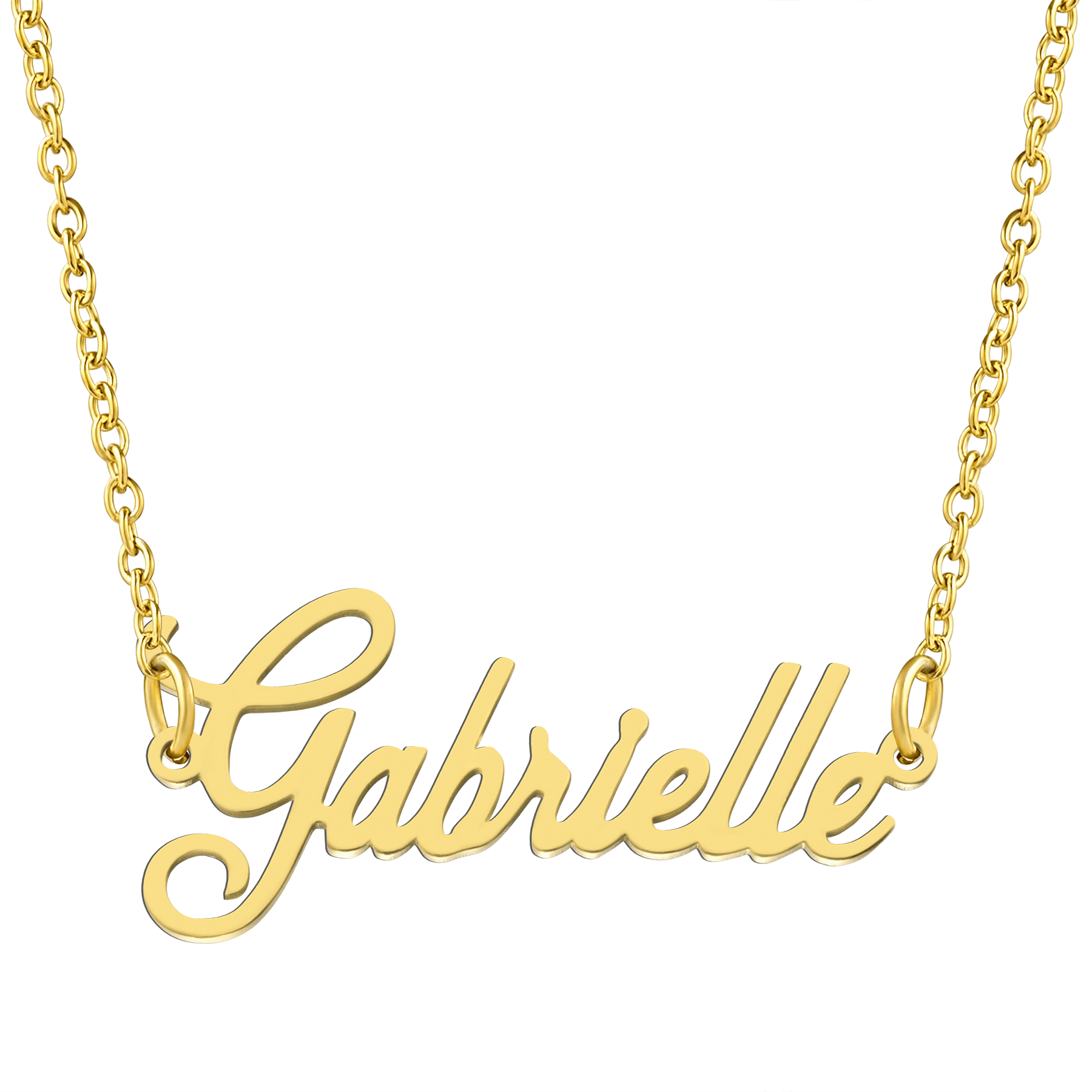 KISPER 18K Gold Plated Stainless Steel Personalized Name Pendant Necklace Gabrielle
