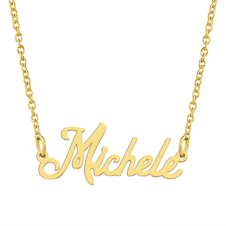 KISPER 18K Gold Plated Stainless Steel Personalized Name Pendant