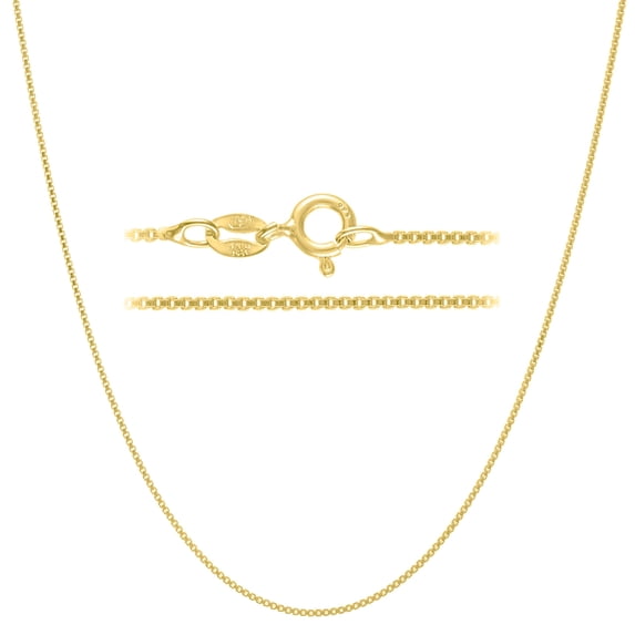 KISPER Gold Box Chain Necklace for Women Plated 925 Sterling Silver Dainty