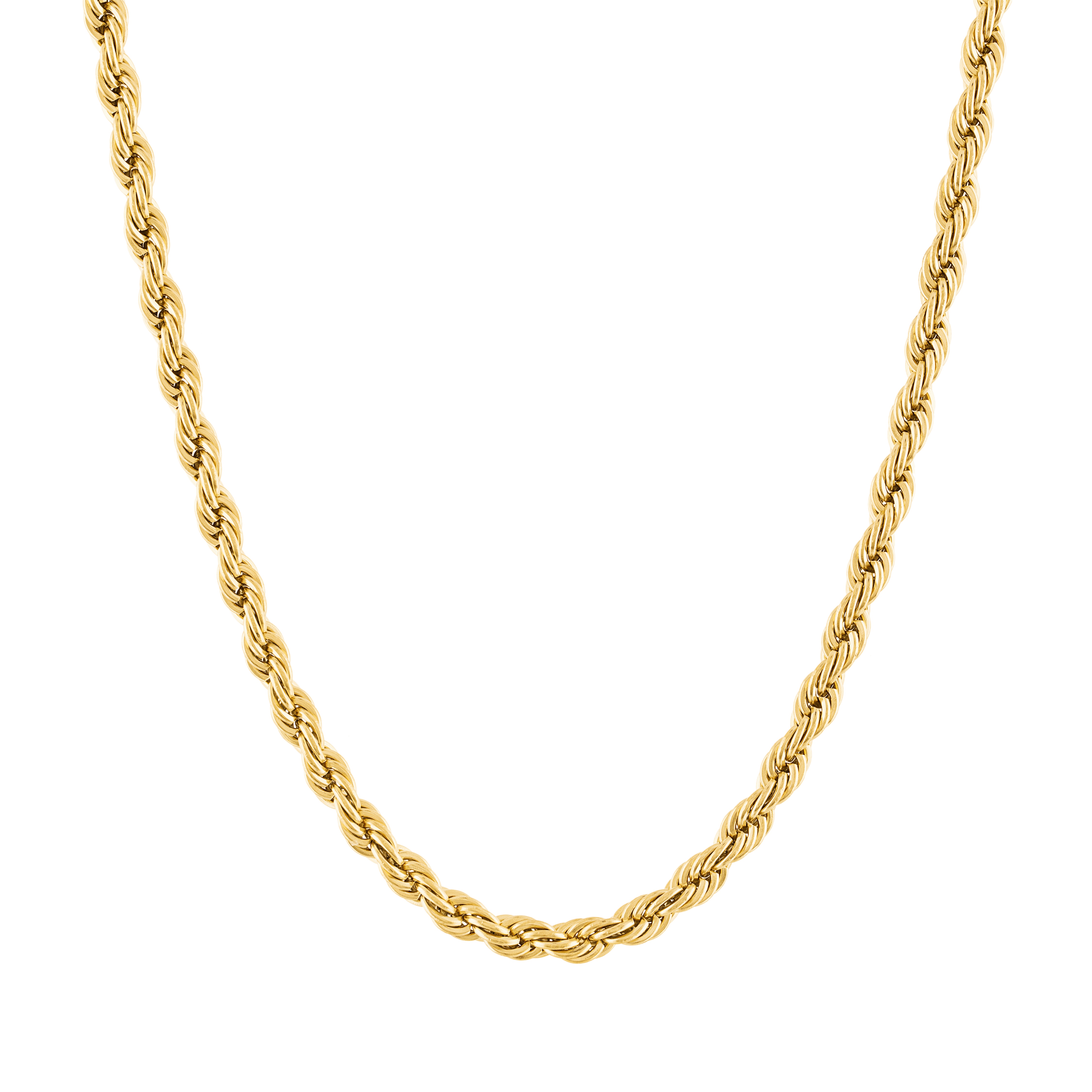 KISPER 18k Gold Stainless Steel Rope Chain Necklace with Lobster Clasp ...